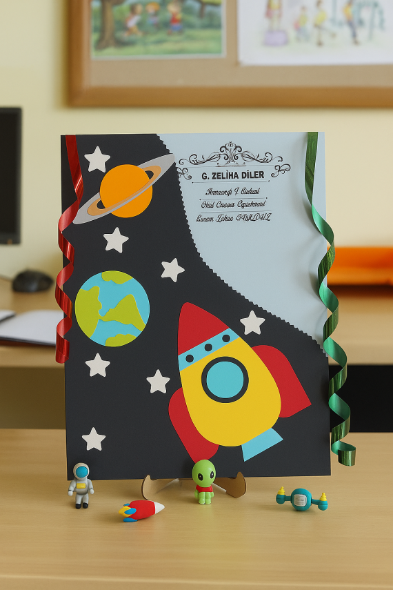 Karne Dosyası Roket Temalı25x35 cm - okulyolum