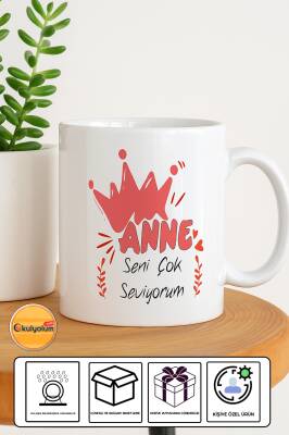 Anneye Özel Baskılı Kupa Bardak - Beyaz Kupa Bardak - 1