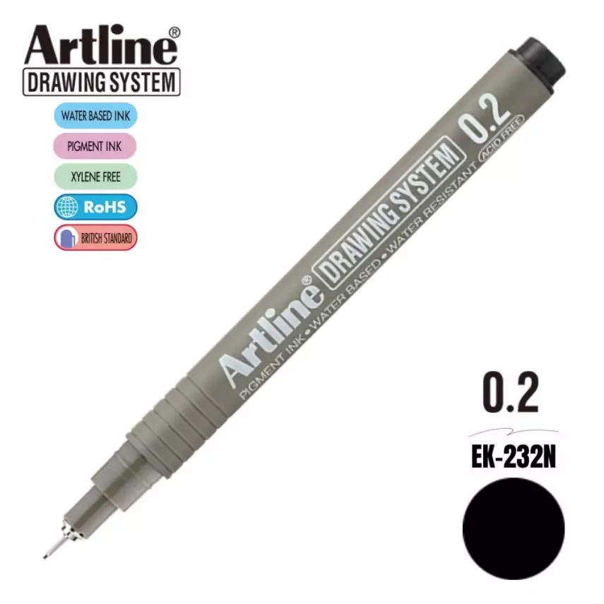 Artline Drawing System Teknik Çizim Kalemi 0.2 Siyah - 1