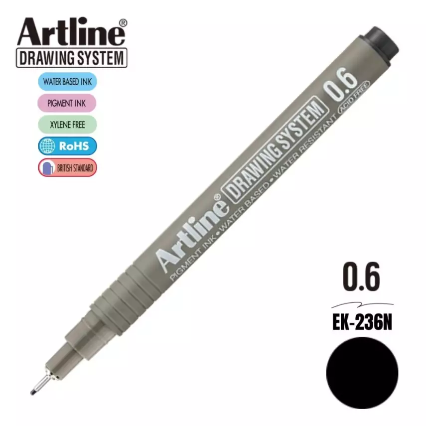 Artline Drawing System Teknik Çizim Kalemi 0.6 Siyah - 1