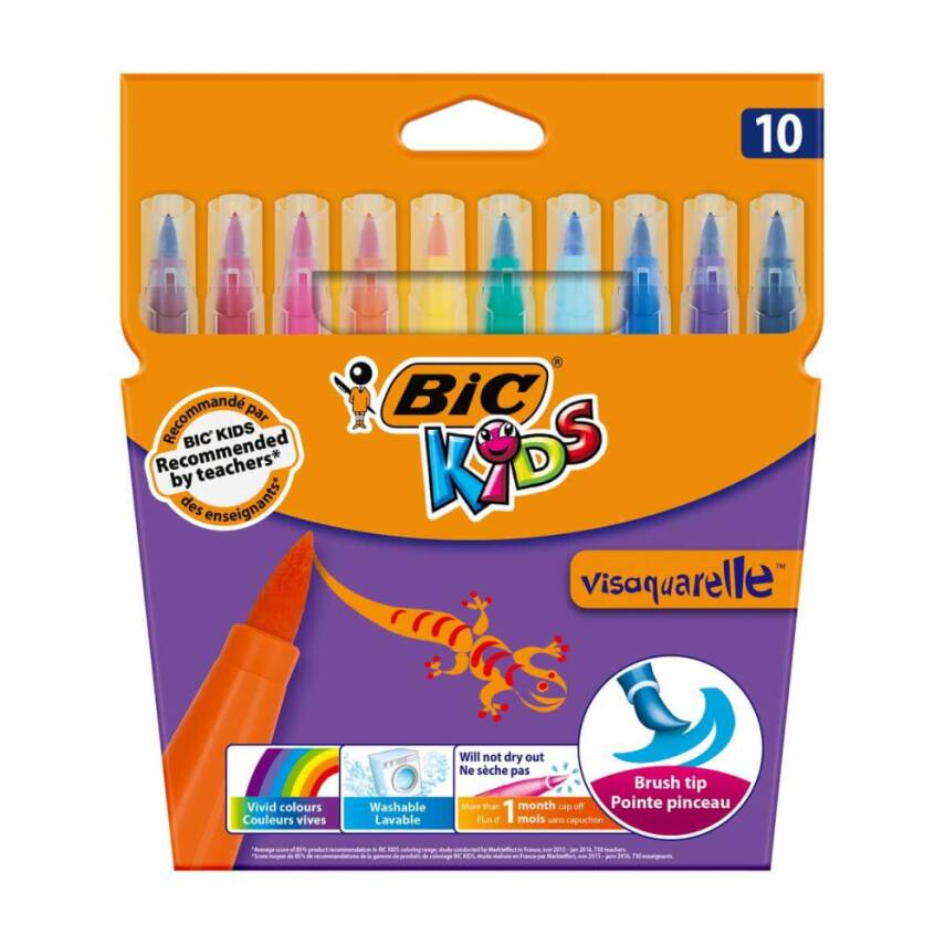 Bic Visa Fırça Uçlu Keçeli 10'lu Boya Kalemi - 1