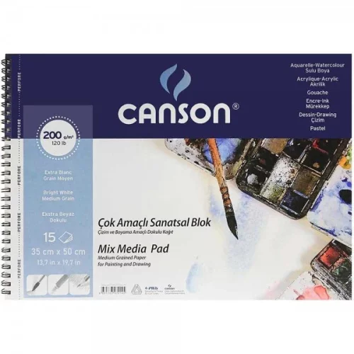 Canson Mix Media Pad Çok Amaçlı Resim Defteri 200gr 35x50cm 15 Sayfa - 1