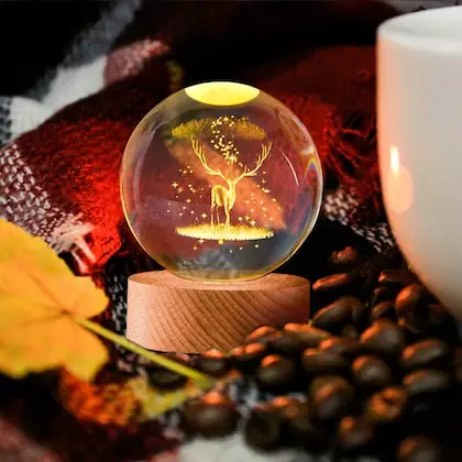 Geyik 3D Kristal Top Gece Lambası - 2