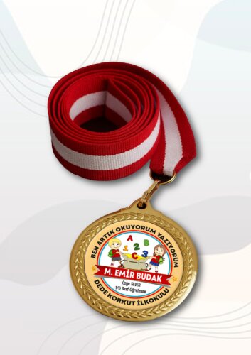 Kişiye Özel Ben Artık Okuyorum Madalyası - okulyolum (1)
