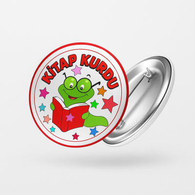 Kitap Kurdu Temalı İğneli Başarı Rozeti - 2