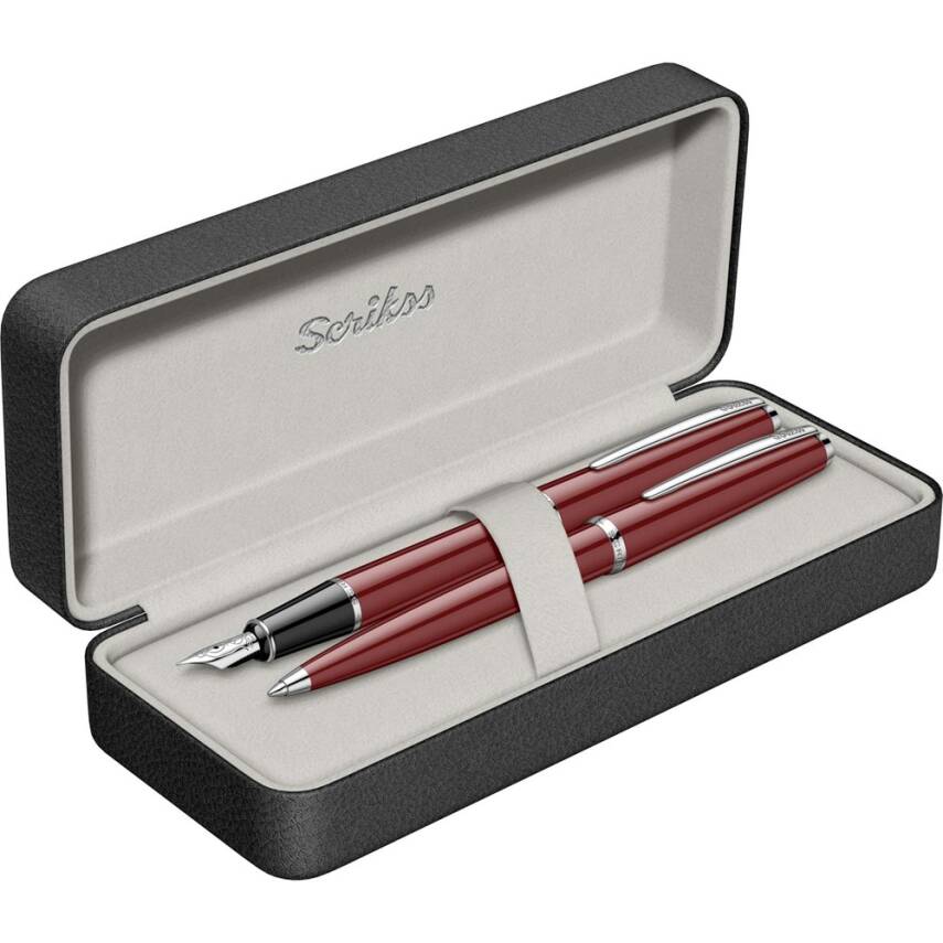 Scrikss 33 Bordo Dolmakalem + Tükenmez Takım Lüks Kutuda - Scrikss