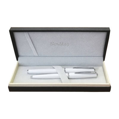 Scrikss 33 Dolma Kalem ve Tükenmez Kalem Lüks Kutuda Beyaz - 1