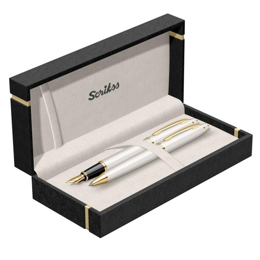 Scrikss 35 Dolma&Tükenmez Kalem Seti Beyaz Altın - Scrikss