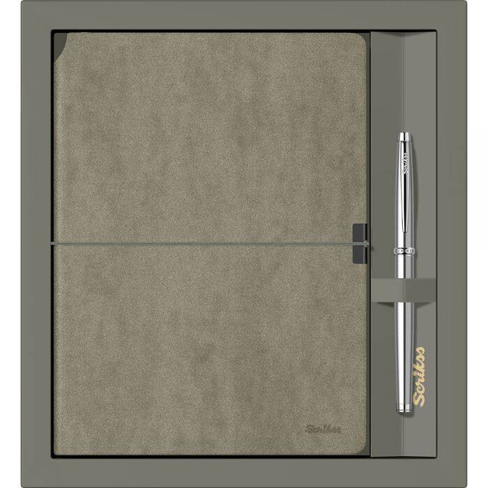 SD600-11 Verona Yeşil Defter A5 & 800M Roller - Krom Kalem - Scrikss